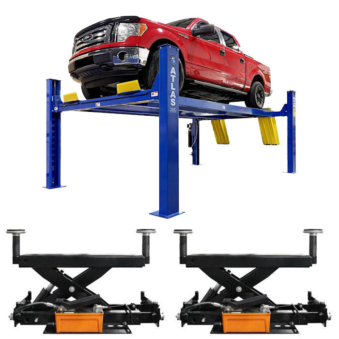 Atlas PRO12K Four Post Lift + RJ6BK Rolling Jacks