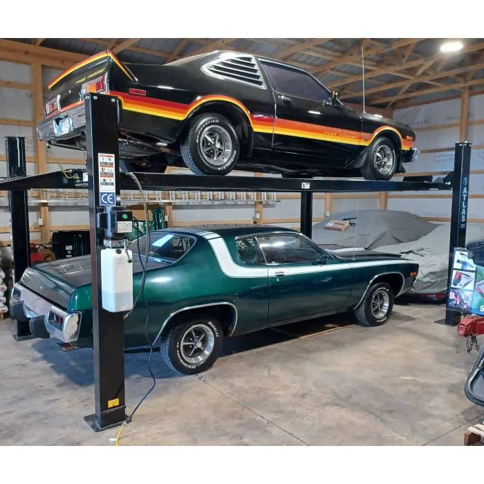 Atlas Garage Pro 9000 Four Post Lift + RJ6BK Rolling Jacks Combo