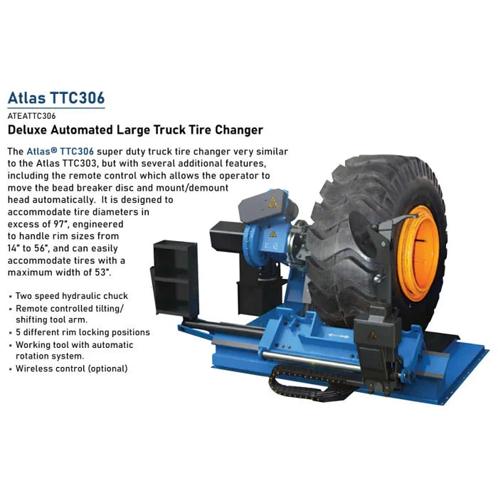 Atlas TTC306 Deluxe Automatic Super-Duty Truck Tire Changer Features