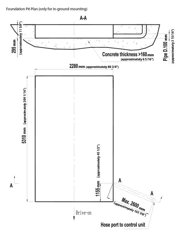 Atlas 12ASL Flush Mount Foundation Pit Plan