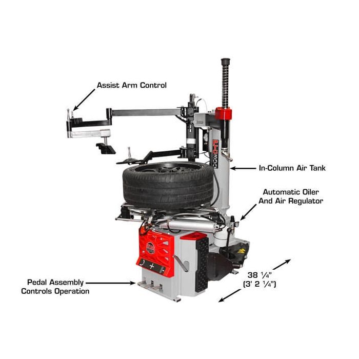 Atlas PTC300 Wheel Clamp Tire Changer w Left-Hand Assist Arm