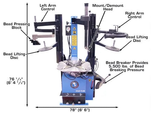 Atlas TC229LH Assist Arm Wheel Clamp Tire Changer