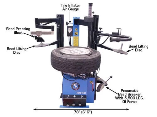 Atlas TC229DAA Dual Assist Arm Wheel Clamp Tire Changer