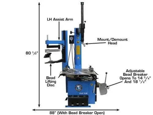 Atlas TC289LH Assist Arm Wheel Clamp Tire Changer