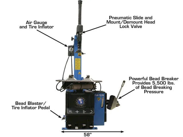Atlas TC755 Tilt-Back Wheel Clamp Tire Changer