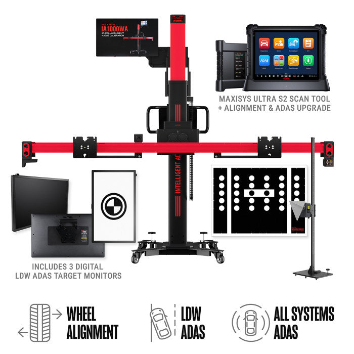 Autel IA1000 Automated Alignment & ADAS Calibration SystemIA1000AST All Systems Packagewith LDW Digital Targets & MaxiSYS Ultra S2 Tablet