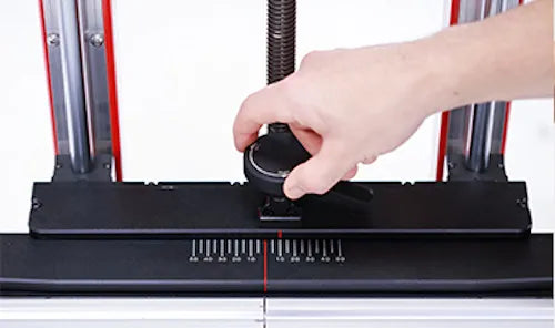 Even on an uneven floor, the calibration frame can be easily raised or lowered to be level with the vehicle