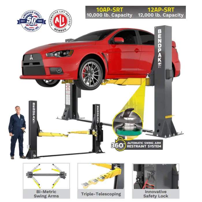 BendPak 10AP-SRT Floorplate Short-Rise Two Post Lift Features
