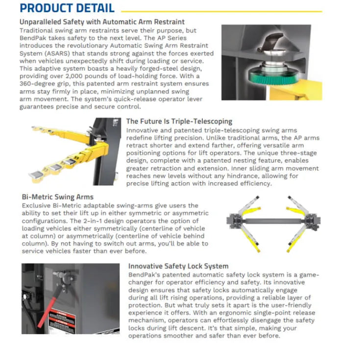 BendPak 10AP-SRT Floorplate Short-Rise Two Post Lift Product Details