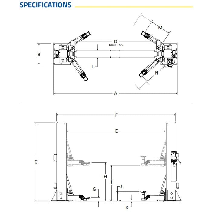 BendPak 10AP-SRT Floorplate Short-Rise Two Post Lift Specifications