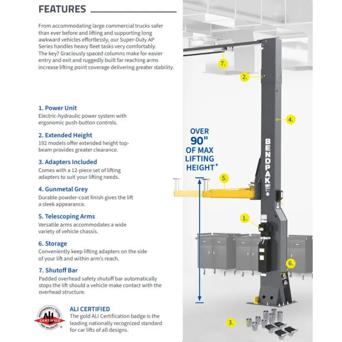 BendPak 16AP-192 Clearfloor Extra Tall Two Post Lift