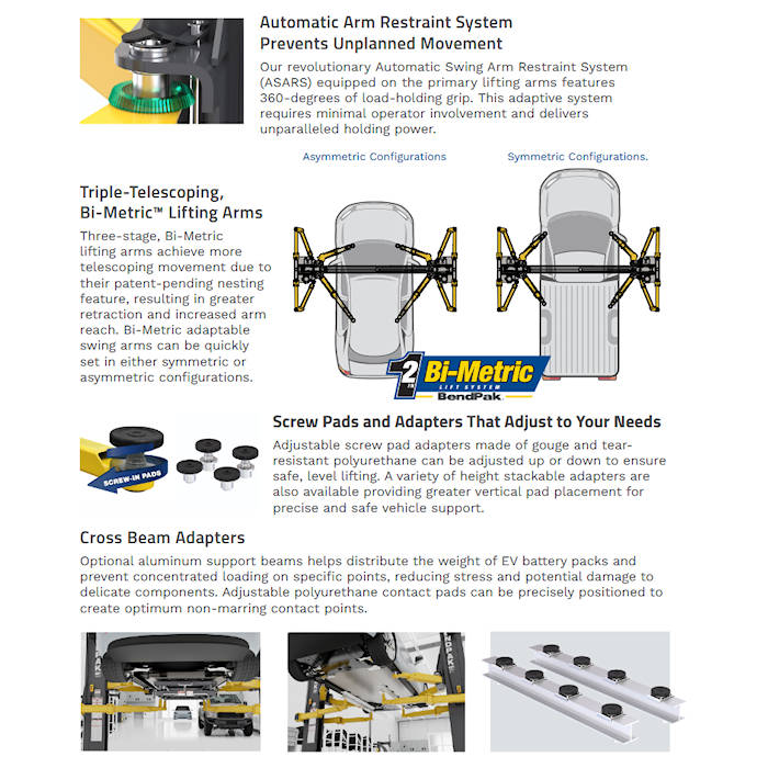 BendPak OctaFlex 12DPS Two Post Service Lift Features