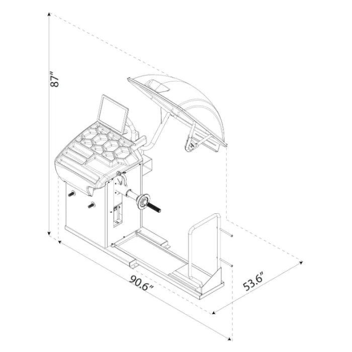 CEMB C350 Video Automatic Truck Wheel Balancer Dimensions