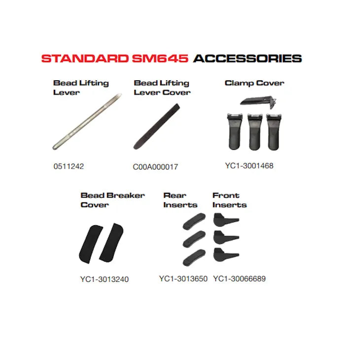 CEMB SM645HPA High Performance Tilt Back Tire Changer Standard Accessories