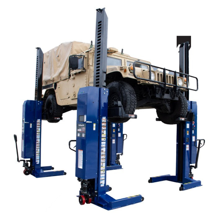 Challenger Lifts CLHM-190 Heavy-Duty Mobile Column Lifts Hummer Under Hoist