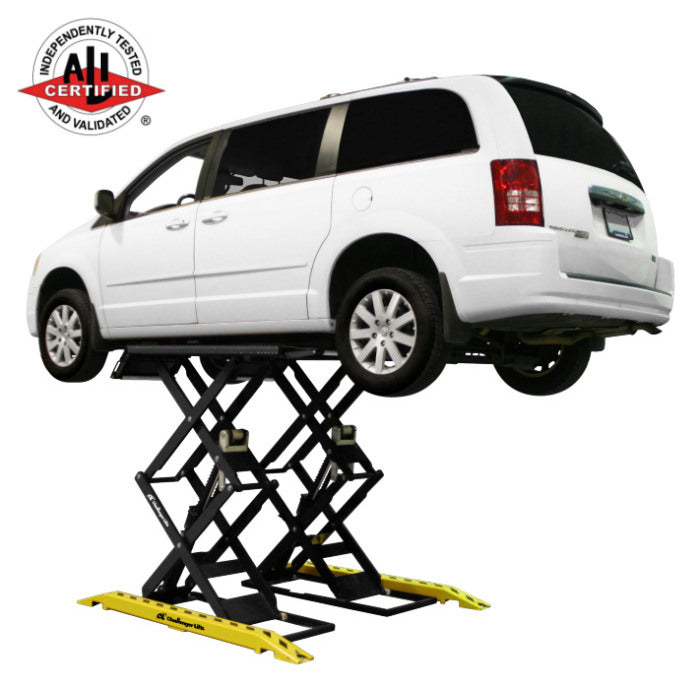 Challenger Lifts DX77 Full-Rise Double Scissor Lift Surface Mount 7,700 lbs. Capacity Low Profile Adjustable Width