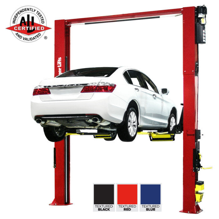 Challenger Lifts CL10A-XP9 Adjustable Two Post Express Pad Lift Available in Textured Red, Blue, and Black