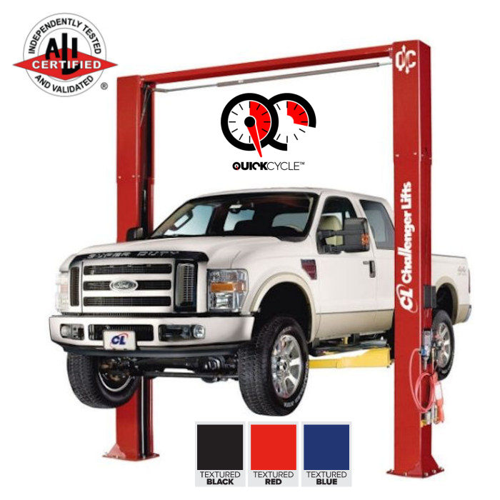 Challenger Lifts CL10V3-QC Versymmetric Adjustable Two Post Lift Available in 3 Colors