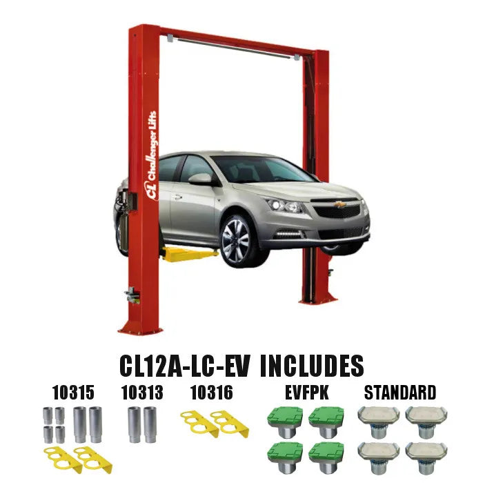 Challenger Lifts CL12A-LC-EV Includes (4) 3" Adapters, (4) 6" Adapters, (4) Organizer Racks, (4) EV Footpads, (4) Standard Footpads