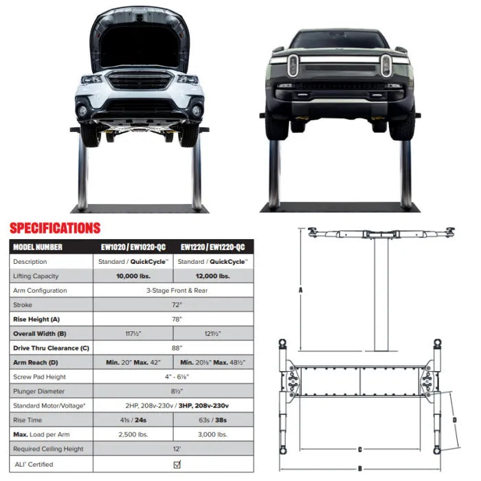 Challenger Lifts EW1220 Wide Inground Lift