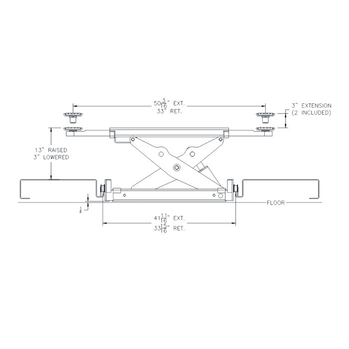 Challenger Lifts RJ3.5 Four Post Lift Rolling Jack Dimensions