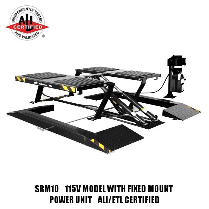 Challenger Lifts SRM10 Short-Rise Pad Lift 115V Model With Fixed Mount ALI/ETL Certified