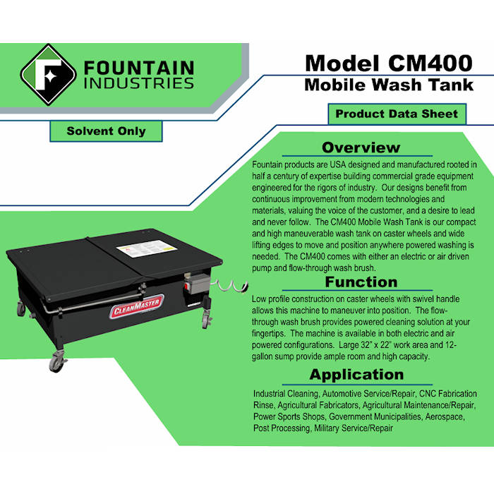 CleanMaster CM400 Solvent Brake Washer Function 