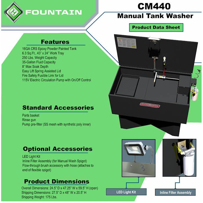 CleanMaster CM440 Solvent Parts Washer Features 