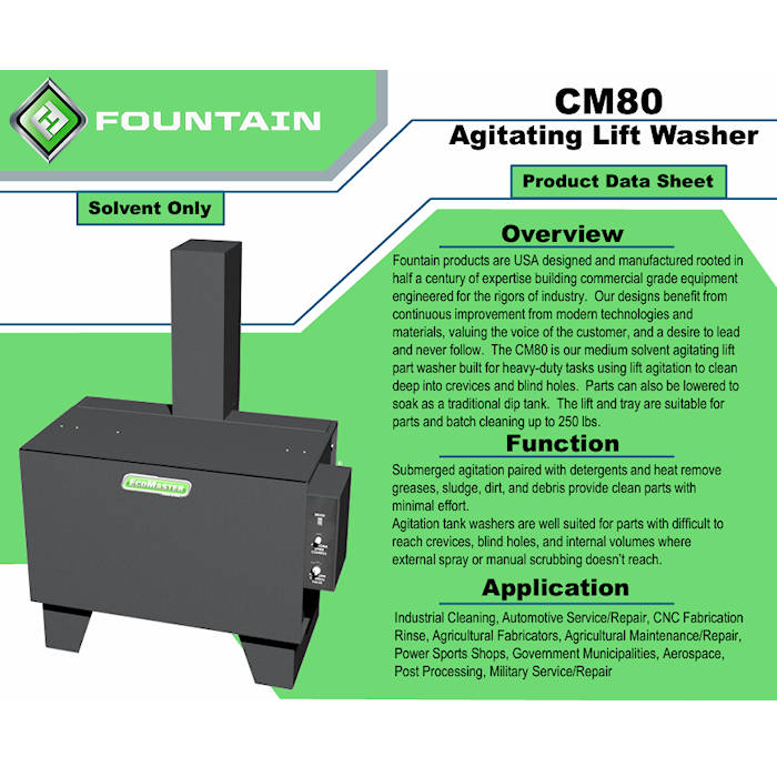 CleanMaster CM80 Solvent Parts Washer with Agitation Lift Function 