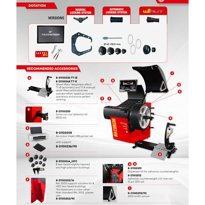 Corghi EM9680 Plus Dotline 3D Wheel Balancer Accessories