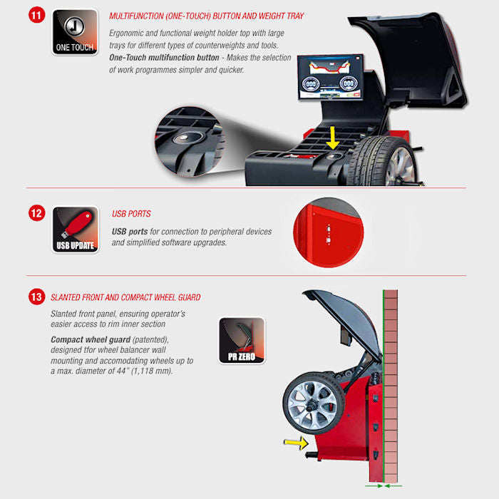 Corghi EM9780 Plus AutomaticLine 3D Wheel Balancer Features