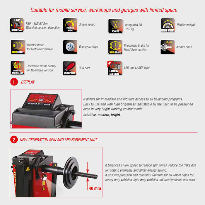 Corghi ET1450 Truckline Wheel Balancer Features 