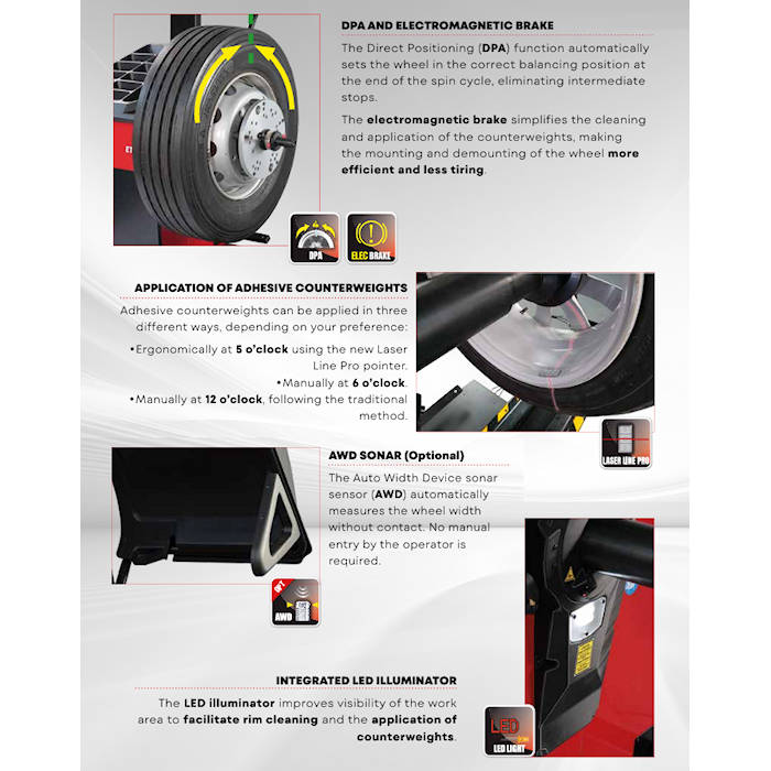 Corghi ET1680 Truckline Wheel Balancer Features 