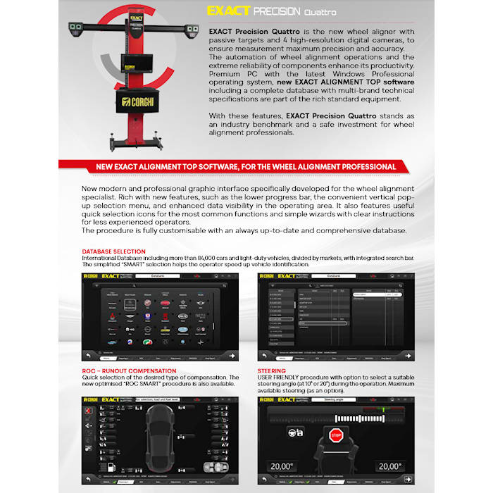 Corghi Exact Precision Quattro 3D Wheel Aligner Features 