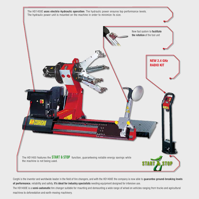 Corghi HD1400 Heavy-Duty Truck Tire Changer Features 