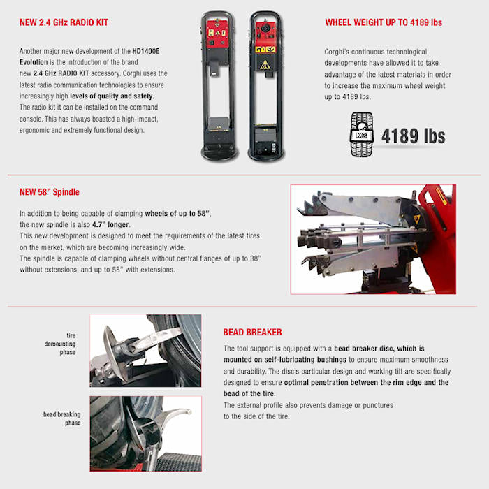 Corghi HD1400 Heavy-Duty Truck Tire Changer Features 