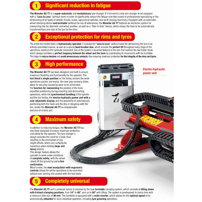 Corghi Monster AG TT Heavy-Duty Truck Tire Changer Features 
