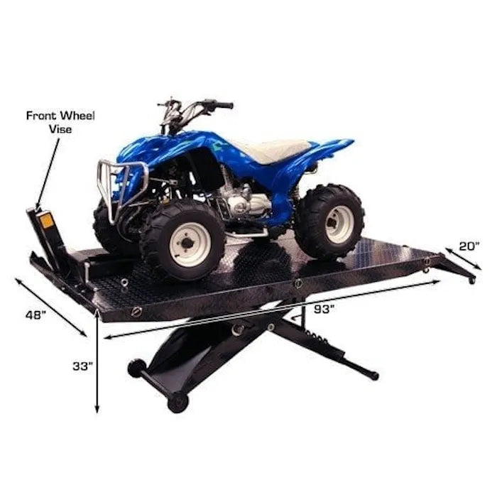 Atlas CycleLift XLT Motorcycle ATV Lift Dimensions