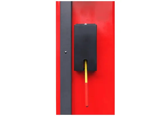 A manually locking release safety device controls the double locks.