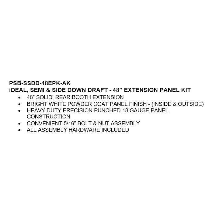 iDEAL Semi and Side Downdraft Paint Booth 48" Extension Panel Kit Features