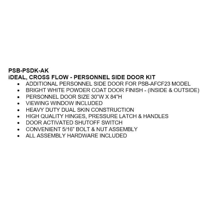 iDEAL Cross Flow Paint Spray Booth Personnel Side Door Kit Features