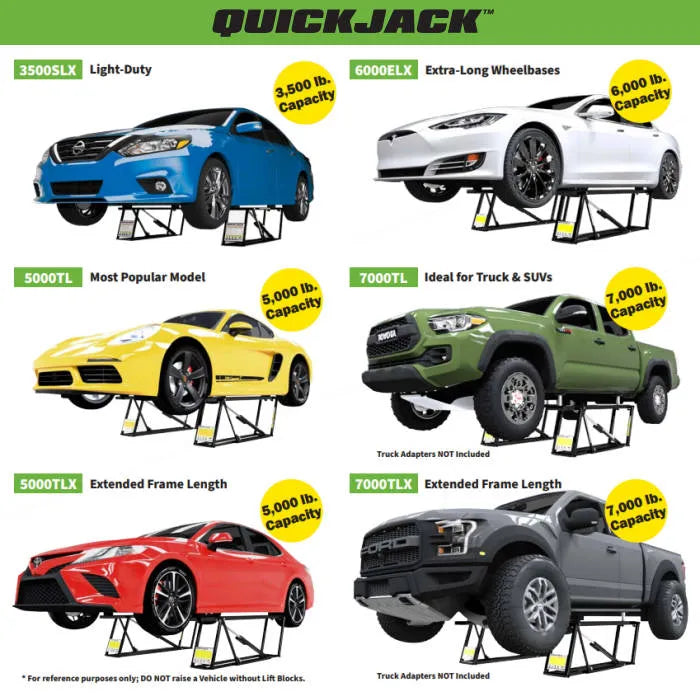 Ranger QuickJack 6000ELX Super Long Portable Car Lift System Dimensions