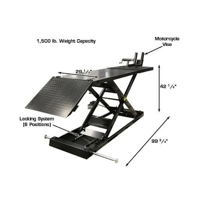Atlas HI-RISE 1500 Motorcycle ATV Lift Dimensions