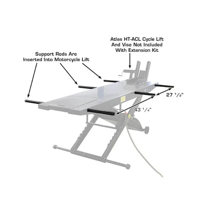 Atlas Side Extension Kit for ACL Motorcycle Lift Dimensions