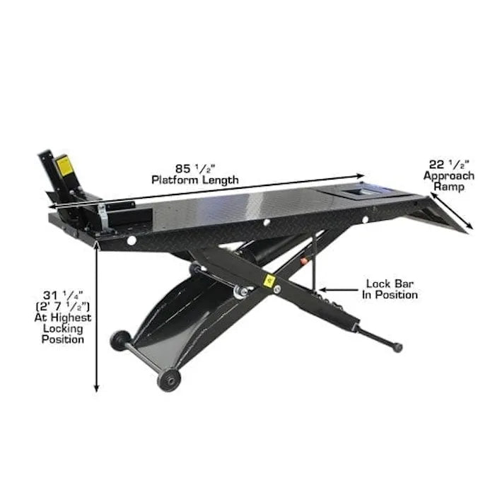 Atlas ACL Motorcycle Lift with Roller Plate Shown With Cover Plate