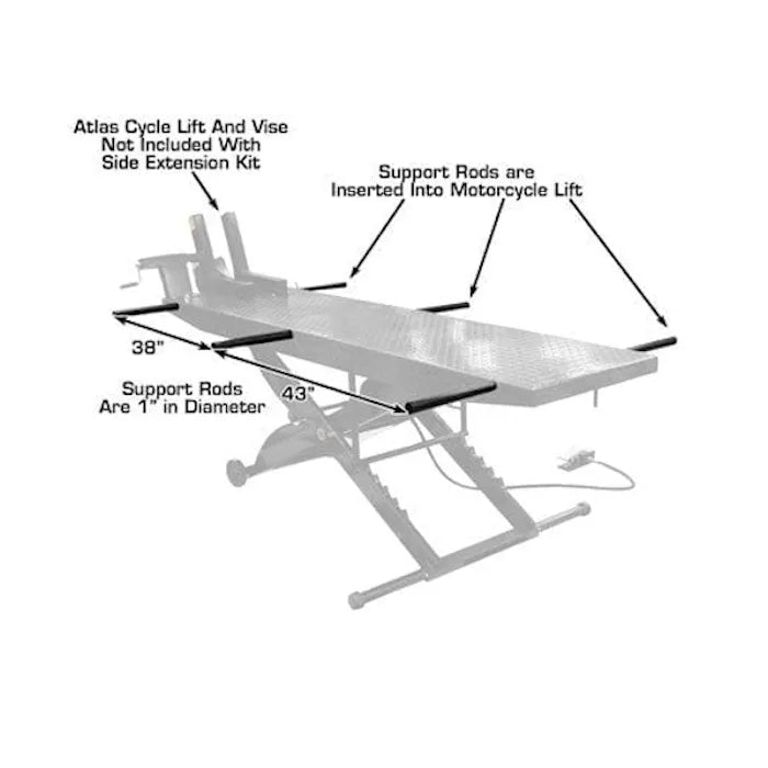 Atlas Side Extension Kit for CycleLift Motorcycle Lift Support Rods