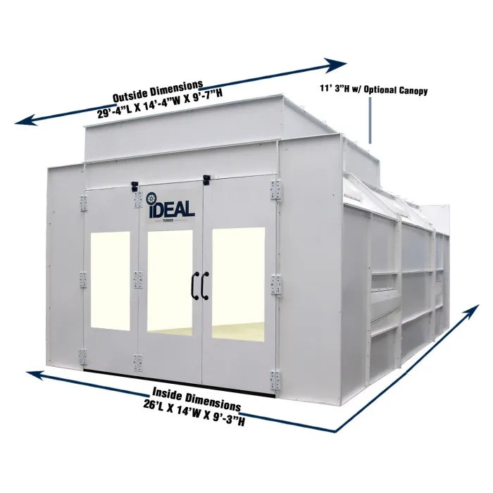 iDEAL PSB-SEMIDD26B-1PH Semi Downdraft Paint Spray Booth Dimensions