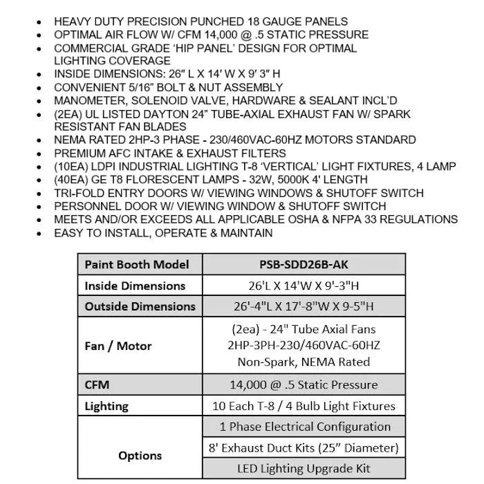 iDEAL PSB-SDD26B-1PH Side Downdraft Paint Spray Booth Rear