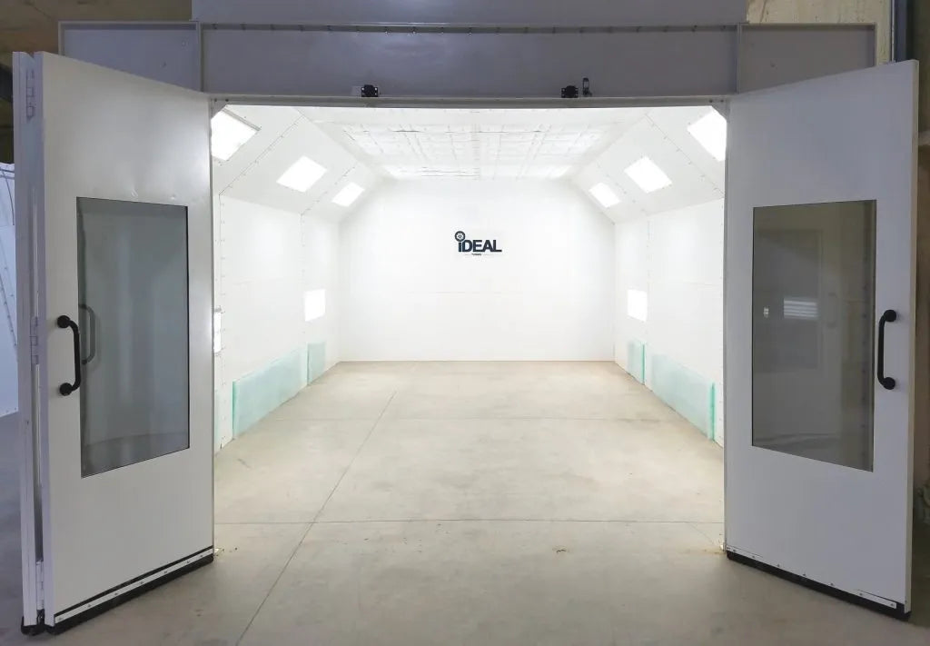 iDEAL PSB-SDD26B-1PH Side Downdraft Paint Spray Booth Chimney Stack and Elevated Fans