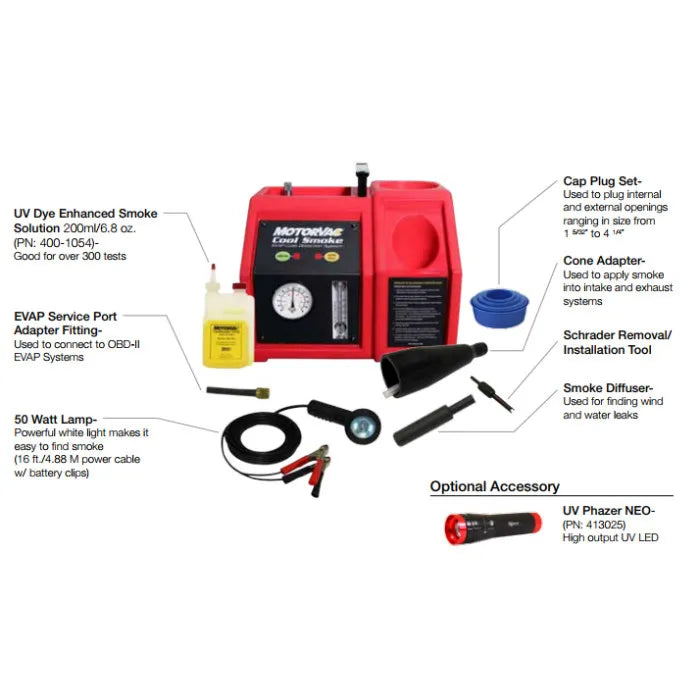 MotorVac EVAP100 CoolSmoke Leak Detection System Features